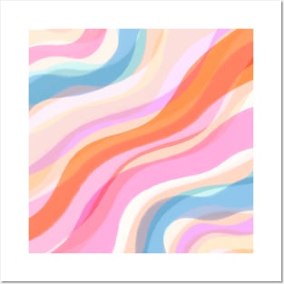 Boho Colorful Abstract Wavy Pattern Posters and Art